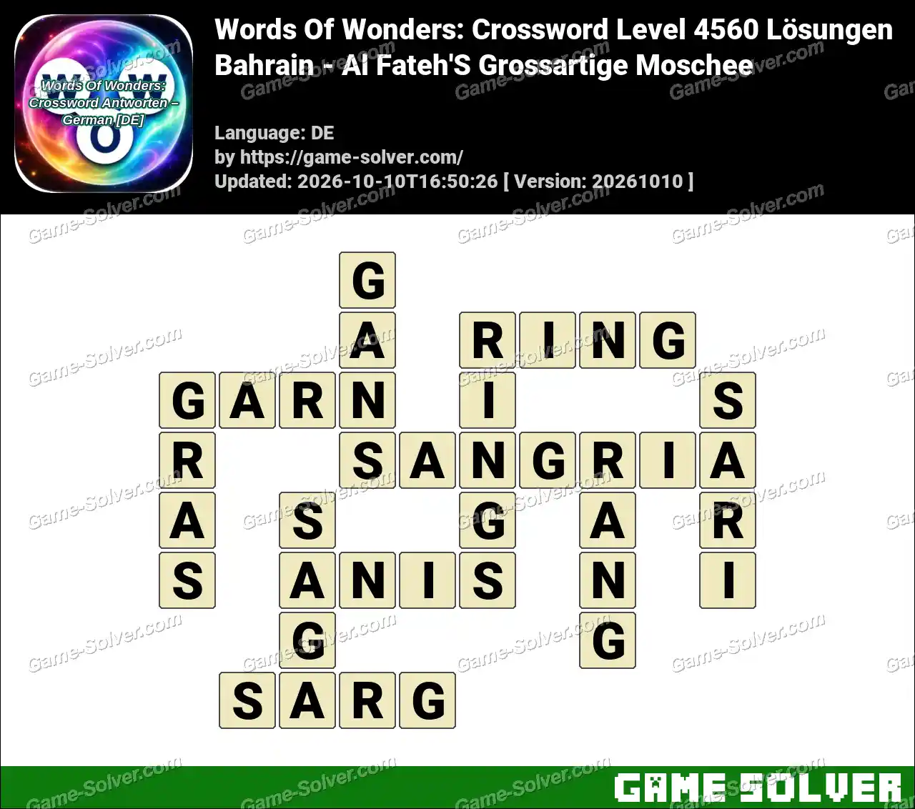 Words Of Wonders: Crossword Level 4560 Lösungen – Bahrain – Al Fateh’S Grossartige Moschee